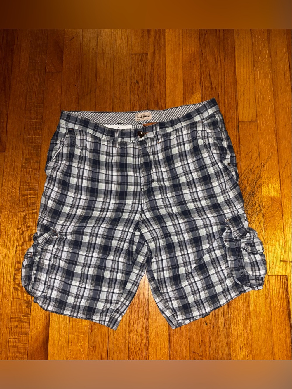 Tommy Bahama Vintage Mens Plaid Cargo Shorts Flat Front Sz 36 Cotton
